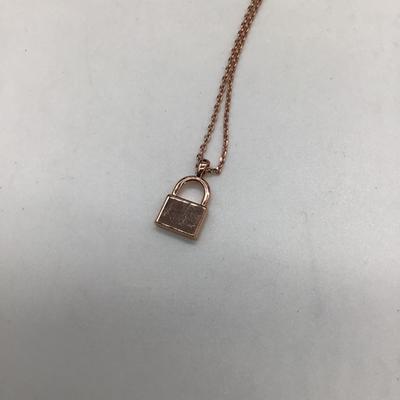 Bronze toned lock charm necklace
