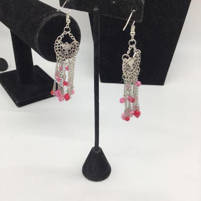 Pink fashion dangle earrings