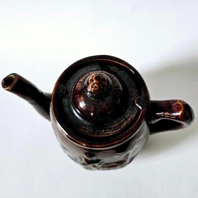 Antique UK 1800s Victorian Brown Ceramic Teapot