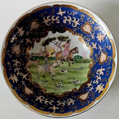 Hunting Scene Hand Painted Decorative Bowl and matching Tureen