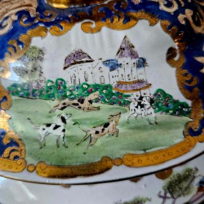 Hunting Scene Hand Painted Decorative Bowl and matching Tureen