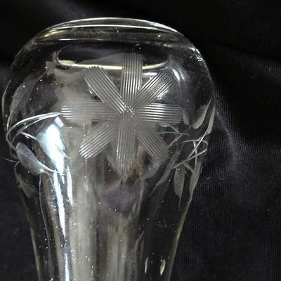 Antique Model A Or T Crystal Etched Flower Vase For Auto. Car Vase