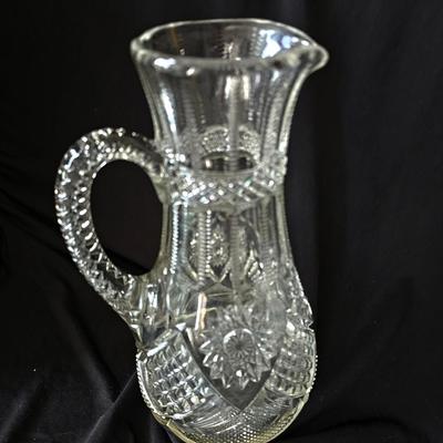 Crystal Pitcher, clear and heavy, beautiful early American glass