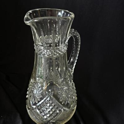 Crystal Pitcher, clear and heavy, beautiful early American glass
