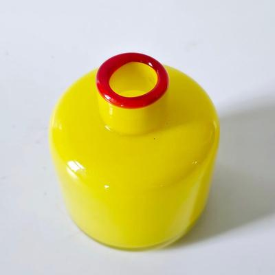 Yellow Glass Bottle With Red Accent Mid Century
