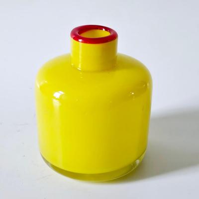 Yellow Glass Bottle With Red Accent Mid Century