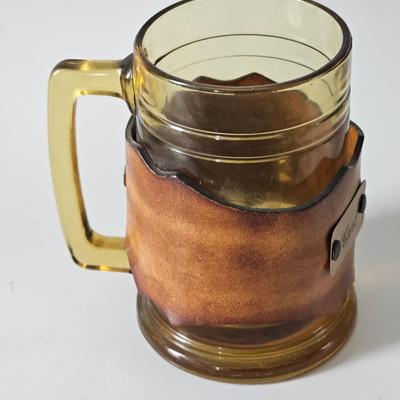 Amber Glass And Leather Personalized Mug