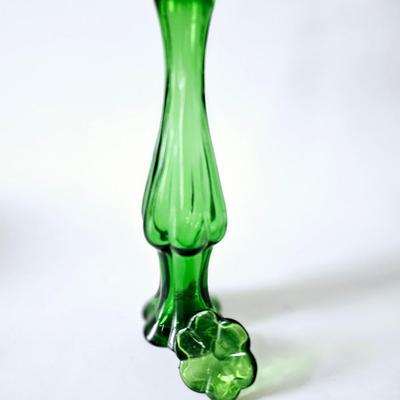 Avon Mid Century Green Glass Perfume Bottle /Decanter