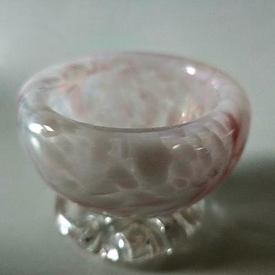 Pink Glass Bowl handmade by artist Renee Roley, one of a kind glass art