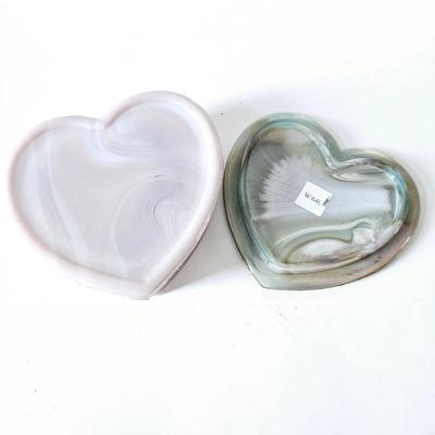 White & Green Swirl Heart Box