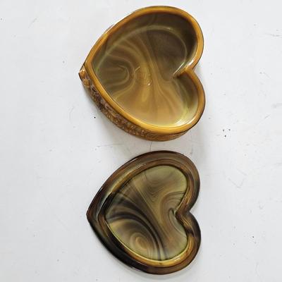 Degenhart amber Glass Heart Box - Degenhart glass boxes