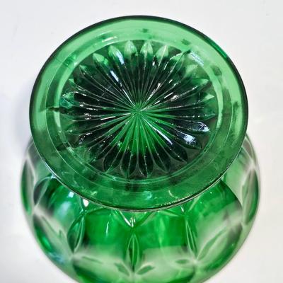 Sale Photo Thumbnail #762: Vintage Indiana Green Glass Bowl- Thumbprint Design