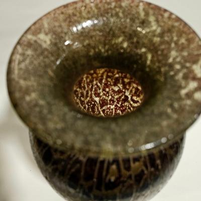 (In the Style of) Durand Black and Gold Crackle Glass Vase