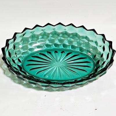 Sale Photo Thumbnail #776: Beautiful pop of color cut glass dish.