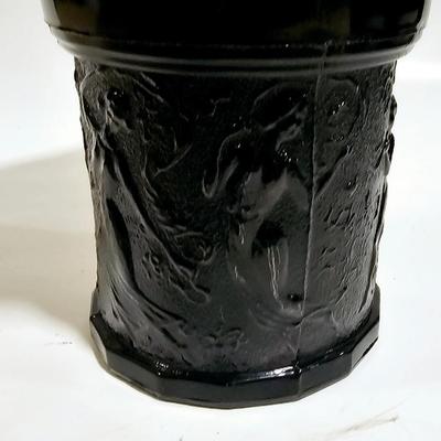 Sale Photo Thumbnail #784: Beautiful dark black vase with pressed glass design