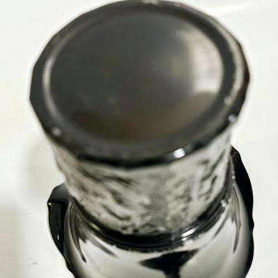 Sale Photo Thumbnail #782: Beautiful dark black vase with pressed glass design