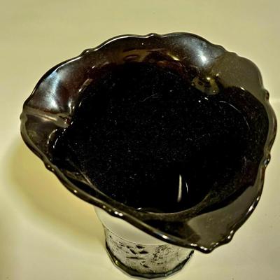 Sale Photo Thumbnail #781: Beautiful dark black vase with pressed glass design