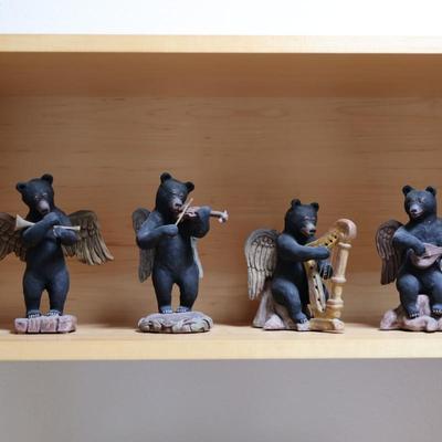 Four Angel Musician Bears, Signed