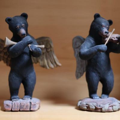 Four Angel Musician Bears, Signed