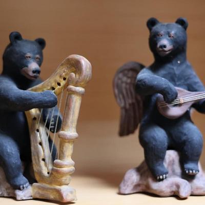 Four Angel Musician Bears, Signed