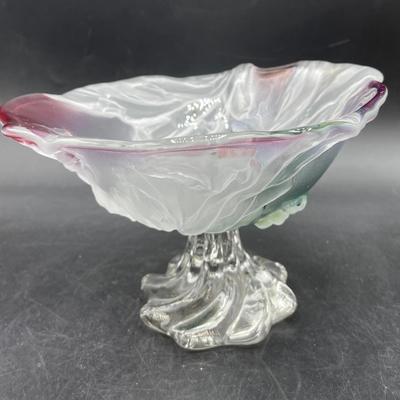 Swirl Glass Candy Dish Fruit Bowl on Pedestal
