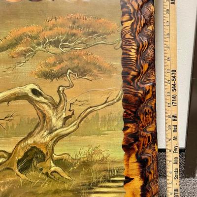 Large Painting on Wood Panel Japanese Landscape Modern Asian