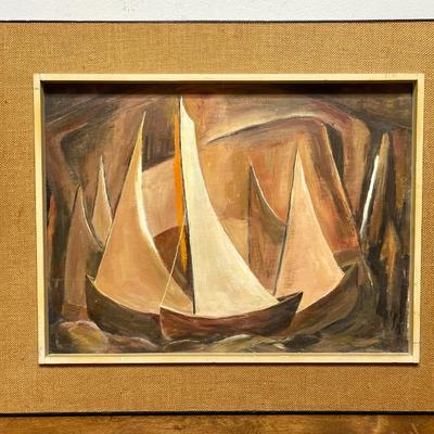 Nautical Oil Painting in style of Pertaining to Yachts