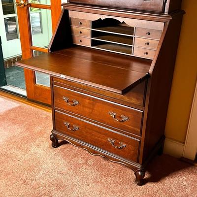 Vintage Solid Wood Secretary with Hutch
