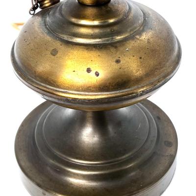 Vintage Brass Hurricane Lamp with Milk Glass Shade