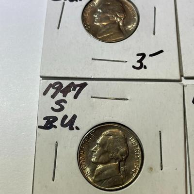 (4) 1947-S UNCIRCULATED CONDITION JEFFERSON NICKEL COINS AS PICTURED.