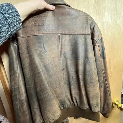 Leather bomber jacket