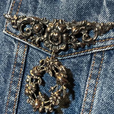 Fancy denim vest, women's