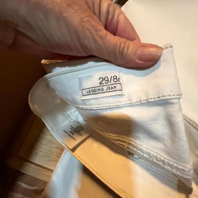 Lot of white canvas jeans