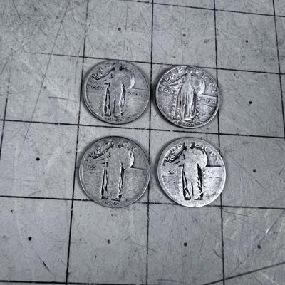 90% Silver Quarters Standing LIBERTY (4) 