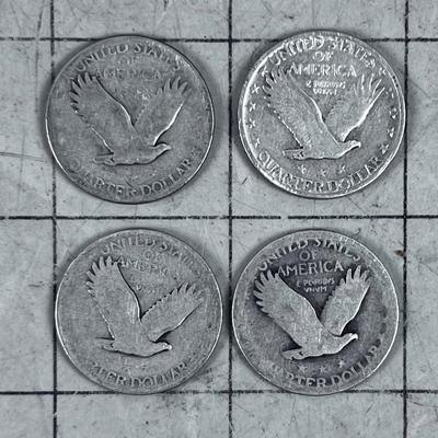 90% Silver Quarters Standing LIBERTY (4) 