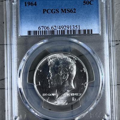 1964 Fifty Cent Piece 90% Silver PCGS MS62 Grading
