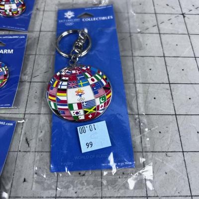 (9) WORLD OF FLAG CHARMS W A Key Chain too. 