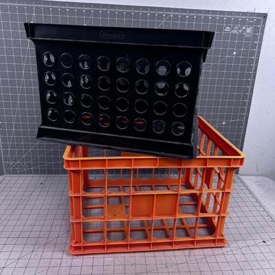 2 Crates Plastic; Black and Orange 