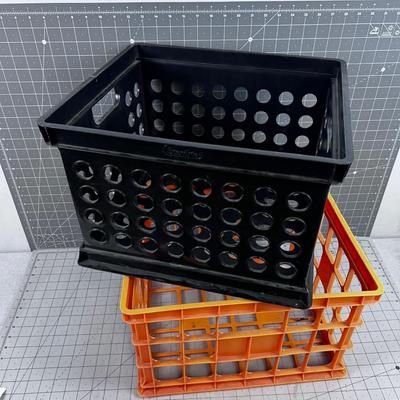 2 Crates Plastic; Black and Orange 