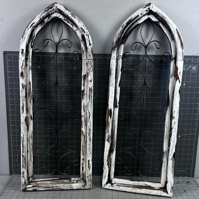 2 Wall Hangings of Wood and Iron 