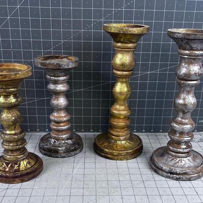 Goldy and Silvery Candle Holder - Rustic Shabby Chic Design (4) 