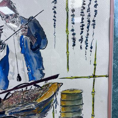 ASIAN Water Color, framed and Matted