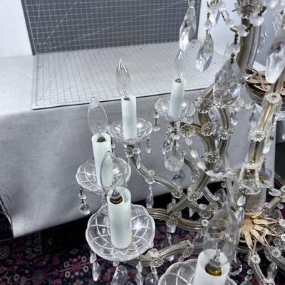 LARGE Antique CRYSTAL Chandelier 