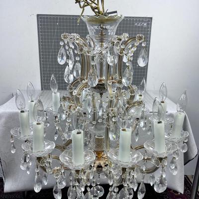 LARGE Antique CRYSTAL Chandelier 