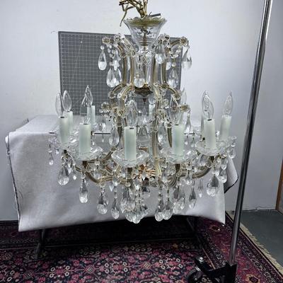 LARGE Antique CRYSTAL Chandelier 