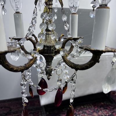 Smaller with Colored Antique CRYSTAL Chandelier 