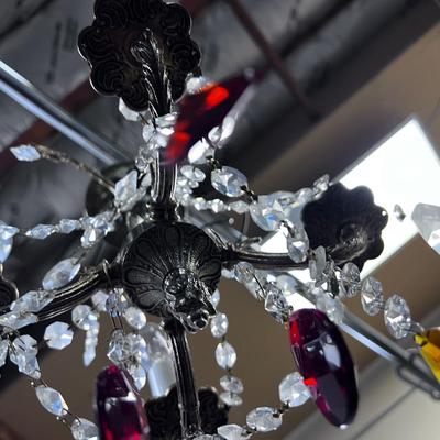 Smaller with Colored Antique CRYSTAL Chandelier 