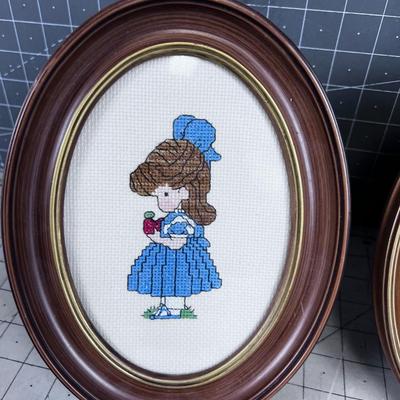 Cross Stitch Oval Frame of Precious Moments HAND CRAFTED 