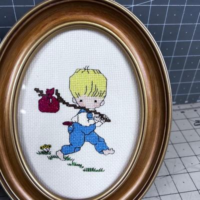 Cross Stitch Oval Frame of Precious Moments HAND CRAFTED 