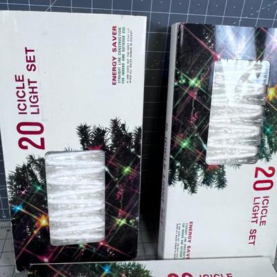 4 Vintage Icicle Light Sets NEW 
